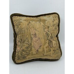 Vintage Velvet Green Tapestry Accent Pillow